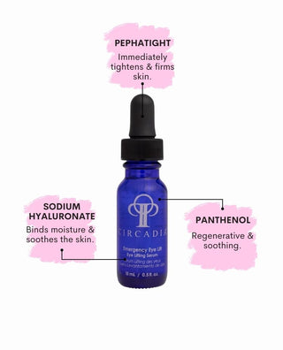 Benefits of Circadia Emergency Eye Lift Serum available at Skin Devotee Facial Studio in Philadelphia