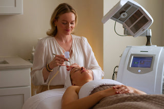 Woman receiving a customized treatment from Joanna at Skin Devotee Facial Studio in Philadelphia.